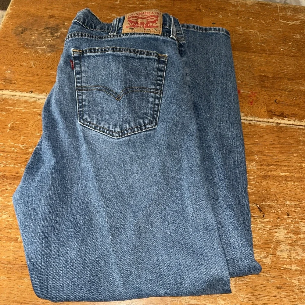 LEVIS 505 Jeans Mens 38x30 Classic Straight Leg Medium Wash Blue Denim